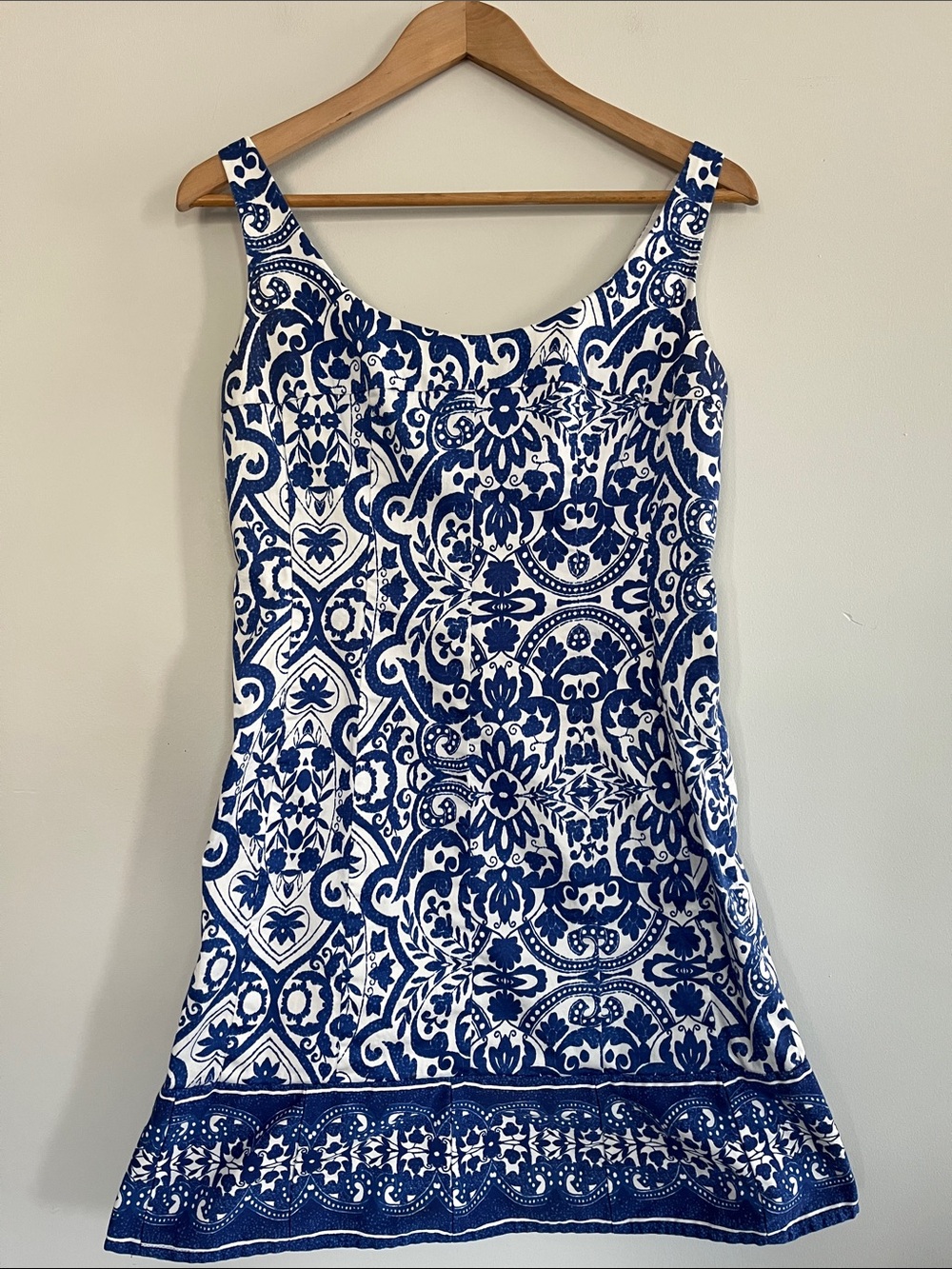 Nine West Navy and White Tile-Print Mini Dress